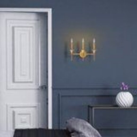 NEW LNC 3-Light Pencil Arm Candle Bathroom Vanity Light Distressed Gold Sconce - Picture 7 of 11